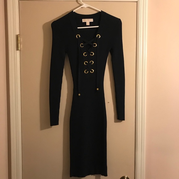 michael kors lace up sweater dress